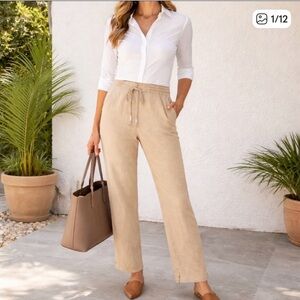 J Crew New Seaside Pant in Linen Blend, size MT, NWT